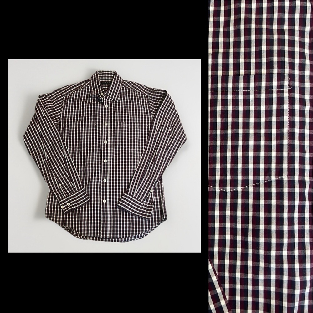 Theory Women's Plaid Button Down Shirt Purple Blue White sz XS